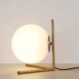 Veioza / lampa de masa, 1 glob alb, dulie G9, culoare corp auriu