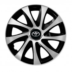 Set 4 Capace Roti pentru Toyota, model Extra Drift Silver & Black, R15