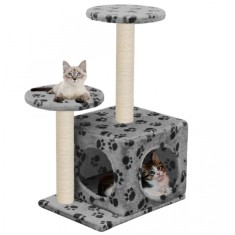 vidaXL Copac de pisica cu turnuri de sisal, 60 cm, imprimeu cu labu?e, gri foto