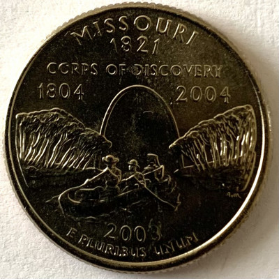 AMERICA QUARTER 1/4 DOLLAR 2003 LITERA D.(Lewis si Clark la St. Louis-MISSOURI) foto