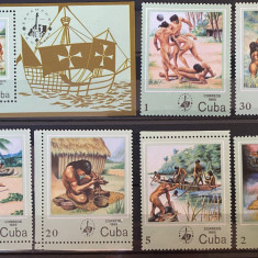 Cuba 1985 Expozitie ESPAMER '85/ Oameni preistorici , serie + colita MNH, 6v +1v