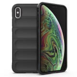 Husa pentru iphone xs max, antisoc, margini cu striatii, design minimalist, black