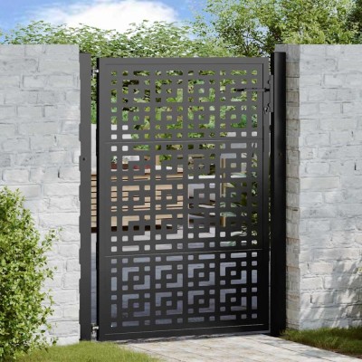 vidaXL Poartă de grădină neagră 105x130 cm Design &amp;icirc;n cruce de oțel 4101000 foto