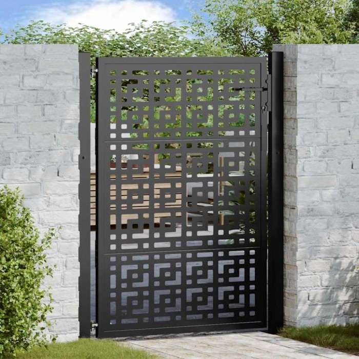 vidaXL Poartă de grădină neagră 105x130 cm Design &icirc;n cruce de oțel 4101000