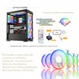 Kit ventilatoare RGB 5 BUC ALBE cu telecomandă și Hub 120 upHere, Pentru carcase