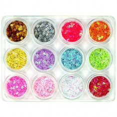 Kit nail art de 12 buc - flori cu gaură, 5g