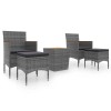 Set mobilier bistro gradina 5 piese gri poliratan/lemn acacia