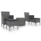 Set mobilier bistro gradina 5 piese gri poliratan/lemn acacia