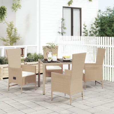 vidaXL Set mobilier de grădină cu perne, 5 piese, bej, poliratan foto