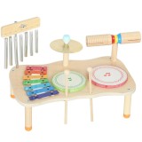 AIYAPLAY Instrumente muzicale pentru copii din lemn Montessori cu tobă xilofon ton dublu talger clopoțel de v&acirc;nt | Aosom Romania