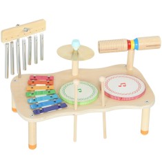 AIYAPLAY Instrumente muzicale pentru copii din lemn Montessori cu tobă xilofon ton dublu talger clopoțel de v&acirc;nt | Aosom Romania