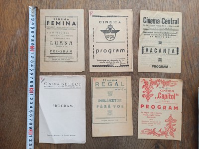 LOT 6 PROGRAME CINEMA, PERIOADA ANILOR 1940-1945 * CINEMA REGAL, FEMINA, ARPA, CENTARL, CAPITOL, SELECT. foto