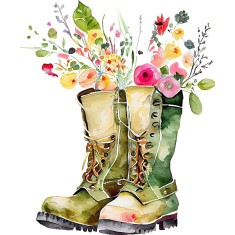 Sticker decorativ, Cizme cu Flori, Verde, 72 cm, 1261STK