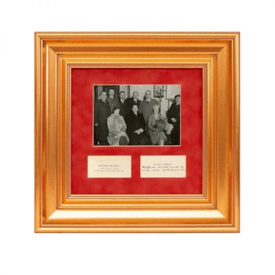 Nicolae Titulescu, Lucian Blaga, Filip Lahovary, fotografie de epocă + două cărți de vizită foto