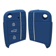 Husa Cheie Auto pentru VW / Skoda / Seat - 3 Butoane, kwmobile, Silicon, Albastru, 46967.18