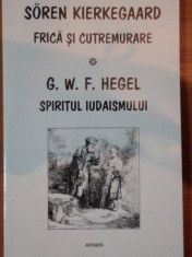 FRICA SI CUTREMURARE,SPIRITUL IUDAISMULUI-SOREN KIERKEGAARD,G.W.F.HEGEL,2001 foto