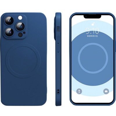 Husa protectie flippy compatibila cu iphone 12 pro (6.1), liquid magsafe, ring-shaped, magnetica, albastru foto