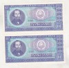 Bancnota Romania 100 Lei 1966 UNC, Serii Consecutive x2, Numismatica
