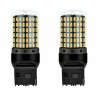 Set 2 becuri auto LED, T20, W21W, WY21W, 7440, 144 leduri, lumina alba rece, 12V, BZRSH, marsarier, lumini de zi, daylight, soclu T20, IPF