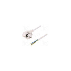 Cablu alimentare AC, 1m, 3 fire, culoare alb, cabluri, CEE 7/7 (E/F) &#351;tecar in unghi, SCHUKO mufa, PLASTROL - W-97175