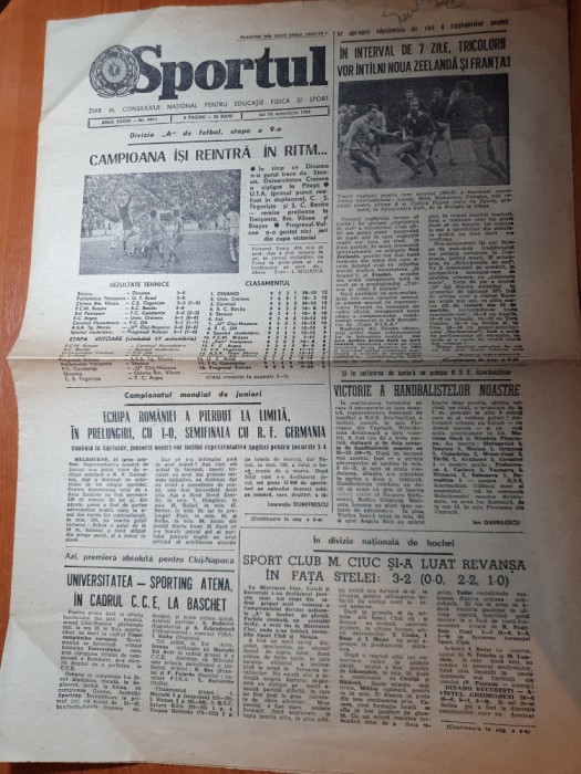 sportul 15 octombrie 1981-etapa diviziei a fc. arges-craiova 0-1,corvinul,fc olt