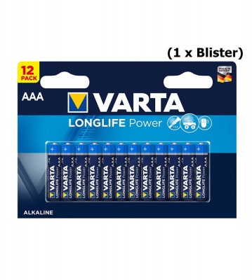 AAA LR03 Varta Longlife Power baterie alcalină 1.5V - 12 bucati / blister-Conținutul pachetului 1x Blister foto