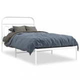 Cumpara ieftin Cadru de pat din metal cu tablie, alb, 107x203 cm