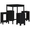 Set mobilier bar de gradina, 5 piese, negru, lemn masiv de pin