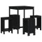 Set mobilier bar de gradina, 5 piese, negru, lemn masiv de pin