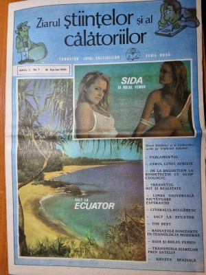 ziarul stiintelor si al calatoriilor 25 aprilie 1990 -anul 1,nr.1-prima aparitie foto