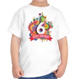 Tricou copii, La multi ani 6 ani, baieti, tematica Baloane multicolore