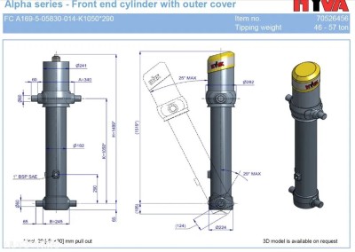 Cilindru Basculare Hyva 70526456 FC A169-5-05830-014-K1050 foto