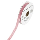 Panglică Decorativă, Catifelată, Roz, Glitter Auriu, 5m x 9mm