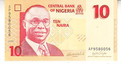 M1 - Bancnota foarte veche - Nigeria - 10 naira - 2006