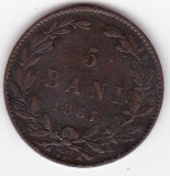 Monedă Rom&acirc;nia 5 bani 1867 &ndash; stemă &icirc;ncoronată