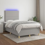Gossi pat cu arcuri, saltea si led, gri deschis, 120x200 cm, textil