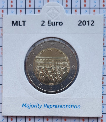 Malta 2 euro 2012 UNC - Majority - km 145 - cartonas personalizat D36101 foto