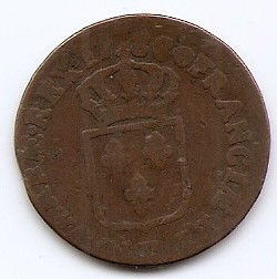 Franta 1 Sol 1788 K - Ludovic XVI, Cupru, 29 mm, KM-578.8 foto