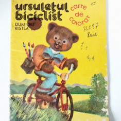 Ursulețul biciclist - Dumitru Ristea - carte de colorat - 1984
