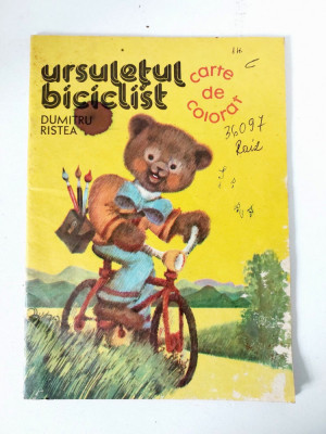 Ursulețul biciclist - Dumitru Ristea - carte de colorat - 1984 foto