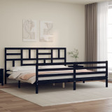 Cadru pat cu tablie 200x200 cm, negru, lemn masiv GartenMobel Dekor, vidaXL