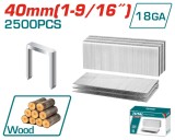 Capse TOTAL 40 mm GA18 pentru lemn, compatibile TAT81501, 2500 buc