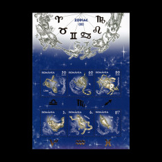 Romania 2011 - Zodiac II, bloc de 6 timbre cu man?eta ilustrata, MNH - LP 1919A foto