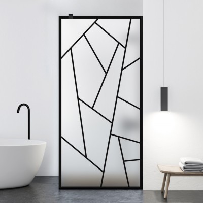 Paravan dus walk-in Aqua Roy Black, model Atlas negru, sticla 8 mm mata, securizata, anticalcar, 110x195 cm foto