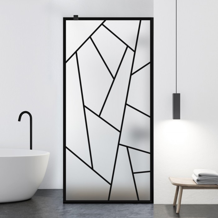 Paravan dus walk-in Aqua Roy Black, model Atlas negru, sticla 8 mm mata, securizata, anticalcar, 110x195 cm