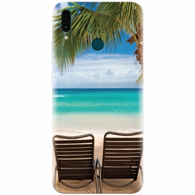 Husa silicon pentru Huawei Y9 2019, Beach Chairs Palm Tree Seaside foto