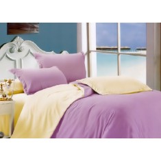 Lenjerie de pat pentru o persoana cu husa elastic pat si fata perna dreptunghiulara, California, bumbac ranforce, gramaj tesatura 120 g/mp, Lila