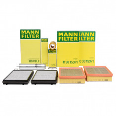 Pachet Revizie Filtru Aer + Polen + Ulei + Combustibil Mann Filter Bmw Seria 7 E65, E66, E67 2001-2009 745d 300 / 329 PS 2XC30153/1+CUK3124-2+HU722X+W