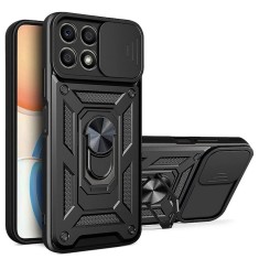 Husa Antisoc Honor X8a cu Protectie Camera, Inel Stand, Negru , Techsuit TCSS