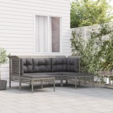 Gossi set mobilier de gradina cu perne, 5 piese, gri, poliratan